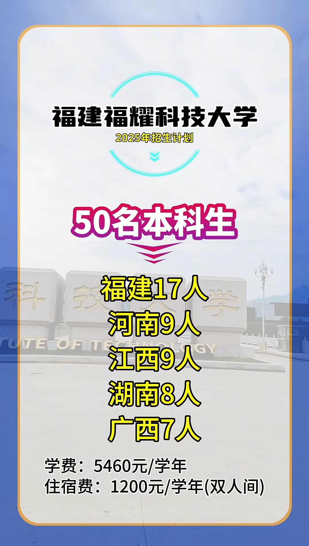福建福耀科技大学公布2025年招生计划 首届仅招福建17人，聚焦科技人才培养